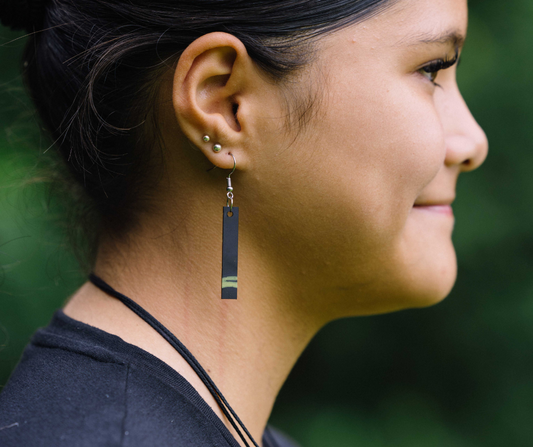 Long Black Earrings | Recycled Coffee Cup Lids