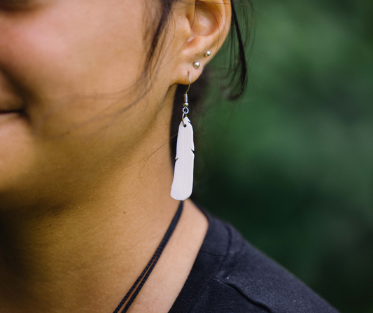 Black-billed Gull Feather Earrings | Recycled 3D Printer Waste