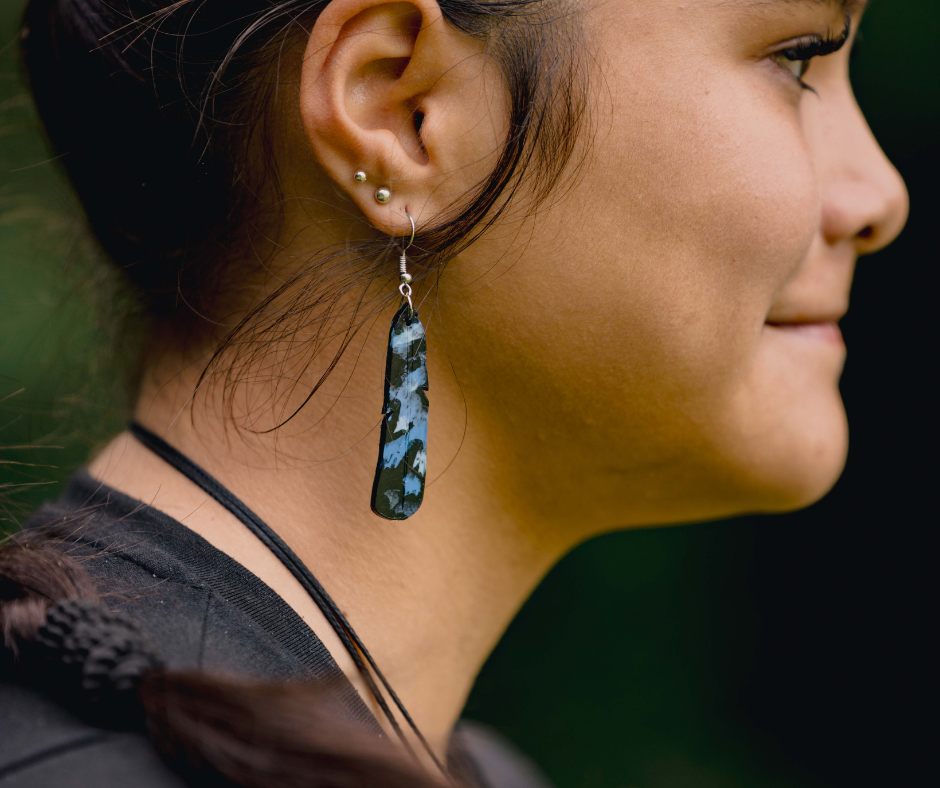 Tūī Feather Earrings | Recycled 3D Printer Waste