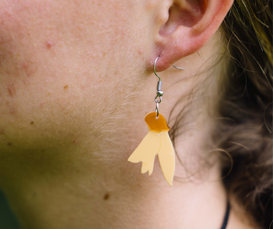 Kōwhai Earrings | Recycled Ice Cream Container Lids