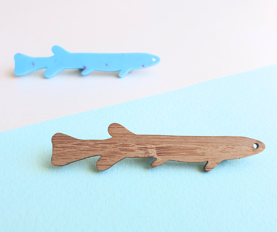 Kōkopu / Galaxiid Fish Brooch | Salvaged Bamboo Offcuts