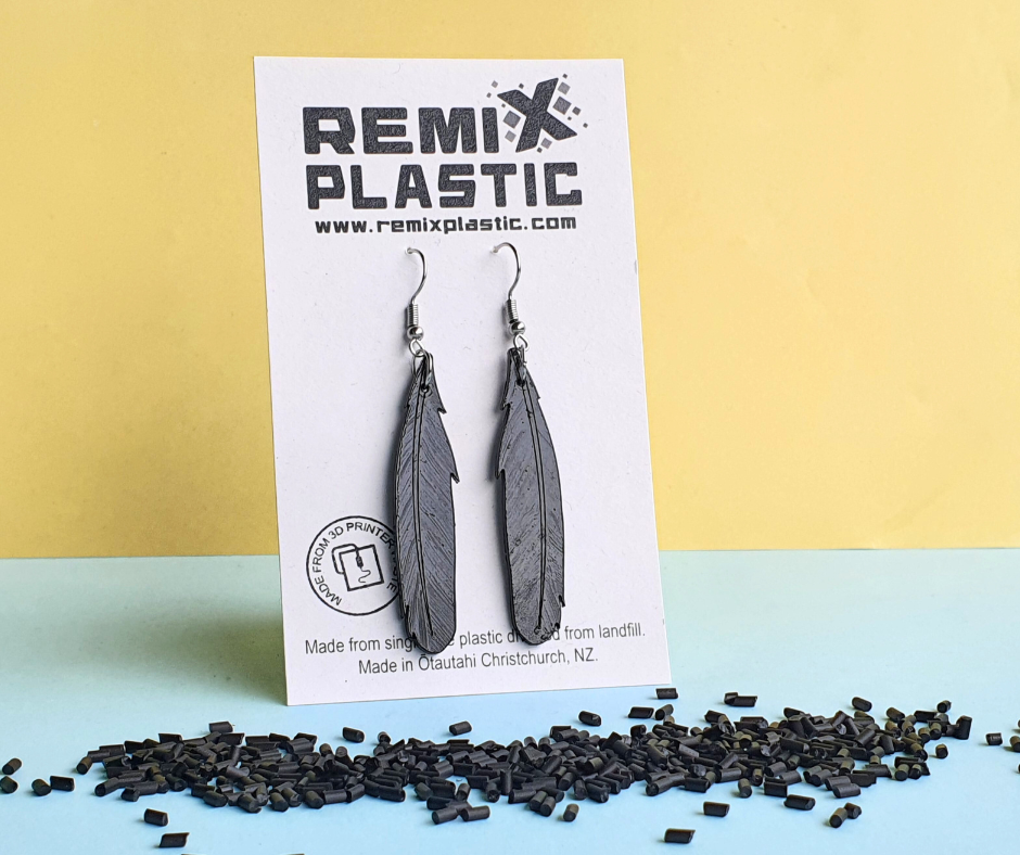Archaeopteryx Dinosaur Feather Earrings | Recycled 3D Printer Waste