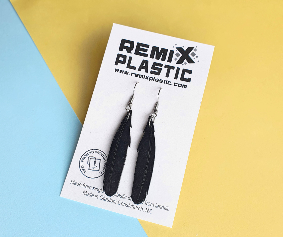 Archaeopteryx Dinosaur Feather Earrings | Recycled 3D Printer Waste