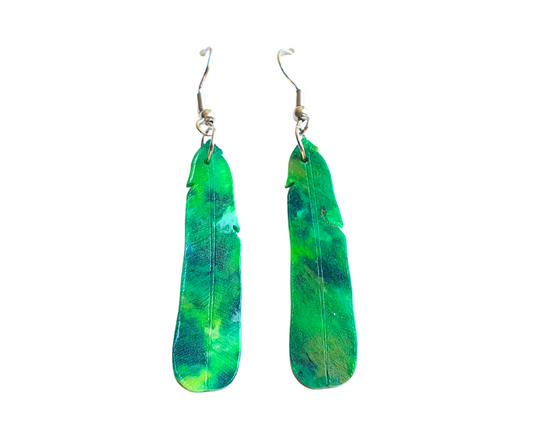 Kākāpō Feather Earrings | Recycled 3D Printer Waste
