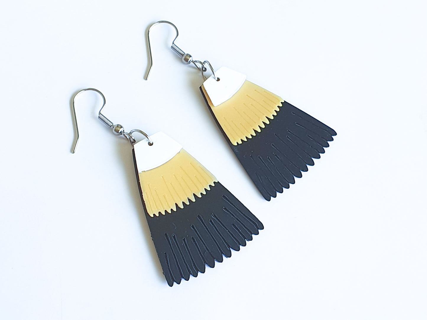 Pūteketeke Feather Earrings - BIRD OF THE CENTURY | Recycled Ice Cream Container Lids