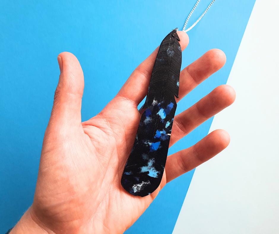 Tūī Feather Necklace | Recycled 3D Printer Waste