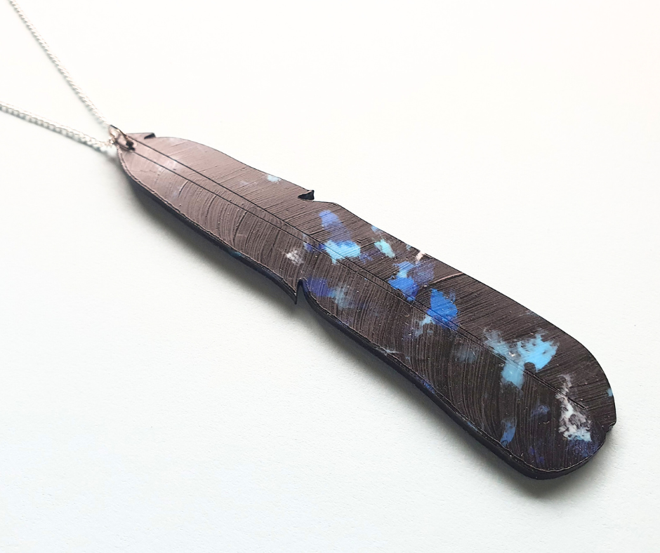 Tūī Feather Necklace | Recycled 3D Printer Waste
