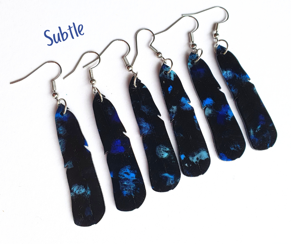 Tūī Feather Earrings | Recycled 3D Printer Waste