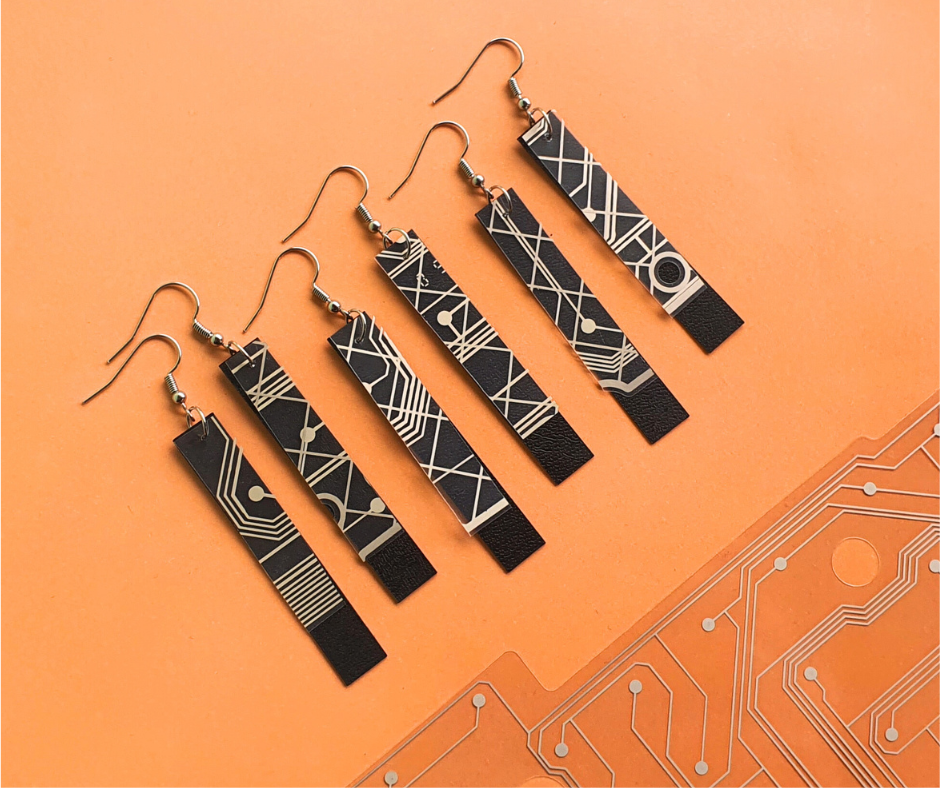 Rewind Earrings | Salvaged VHS and Keyboard parts