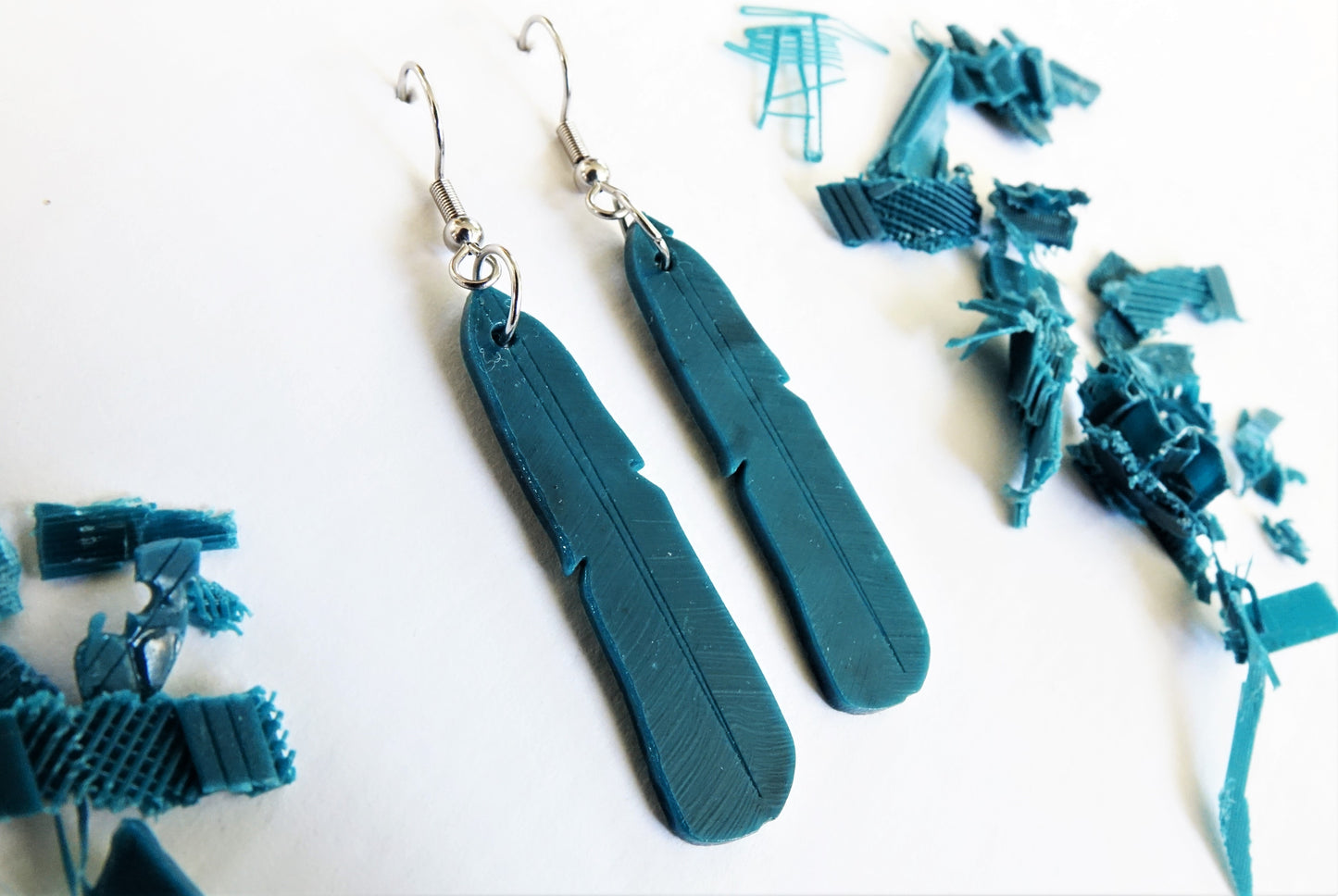 Kererū Feather Earrings | Recycled 3D Printer Waste