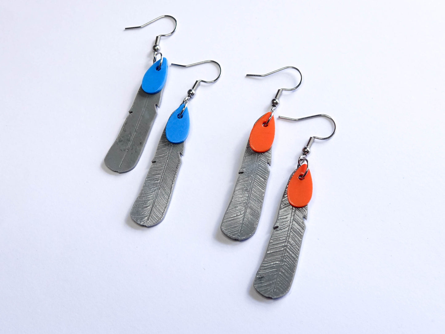 Kōkako Feather Earrings | Recycled 3D Printer Waste