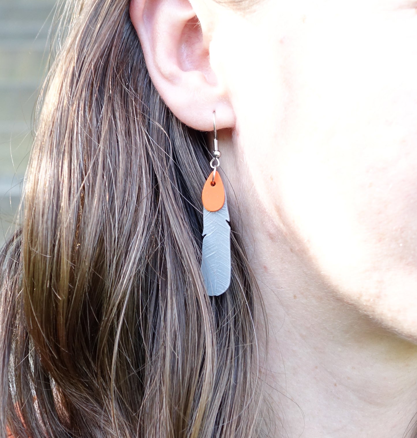 Kōkako Feather Earrings | Recycled 3D Printer Waste