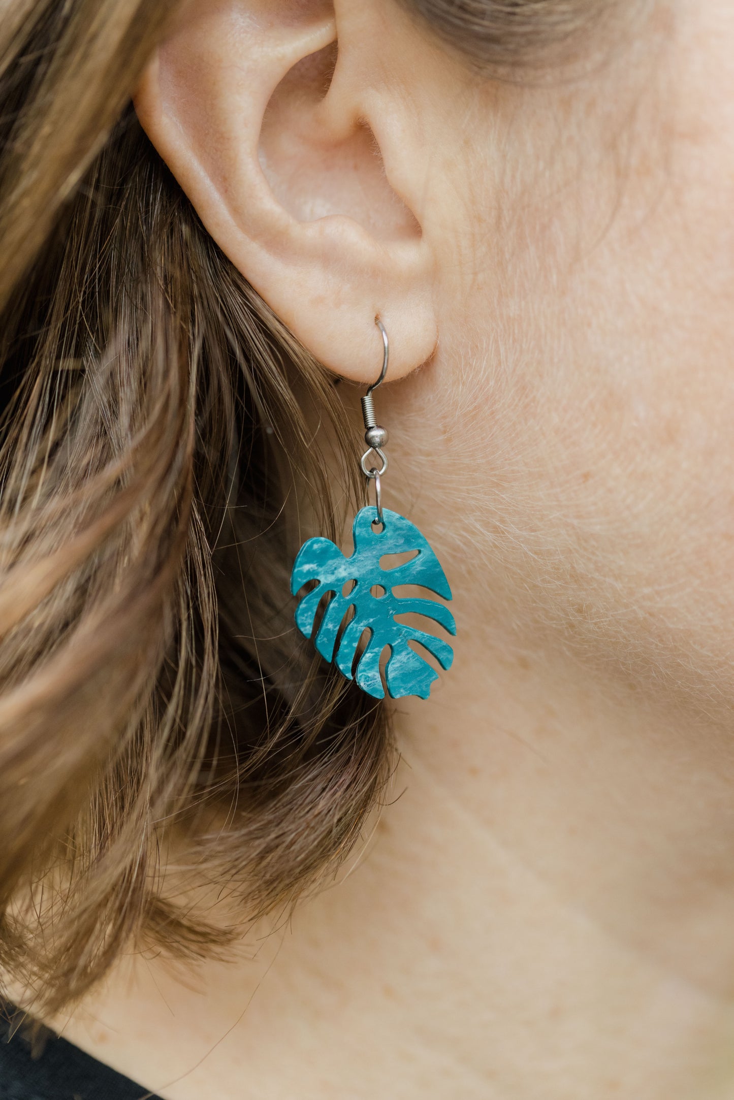 Monstera Earrings | Recycled 3D Printer Waste