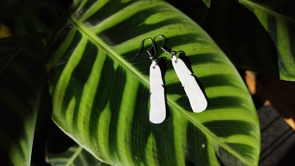 Black-billed Gull Feather Earrings | Recycled 3D Printer Waste