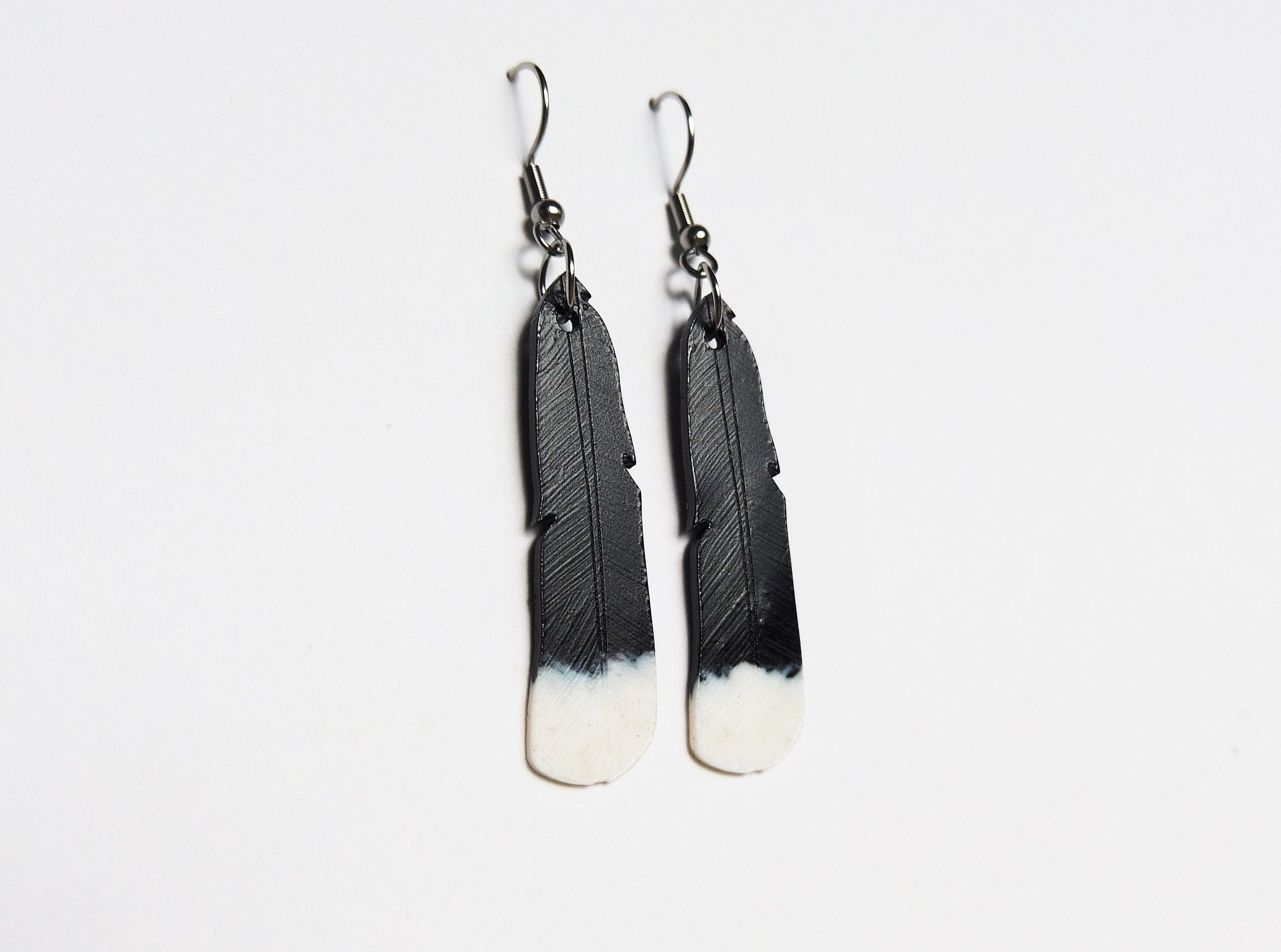Huia Feather Earrings Recycled 3D Printer Waste