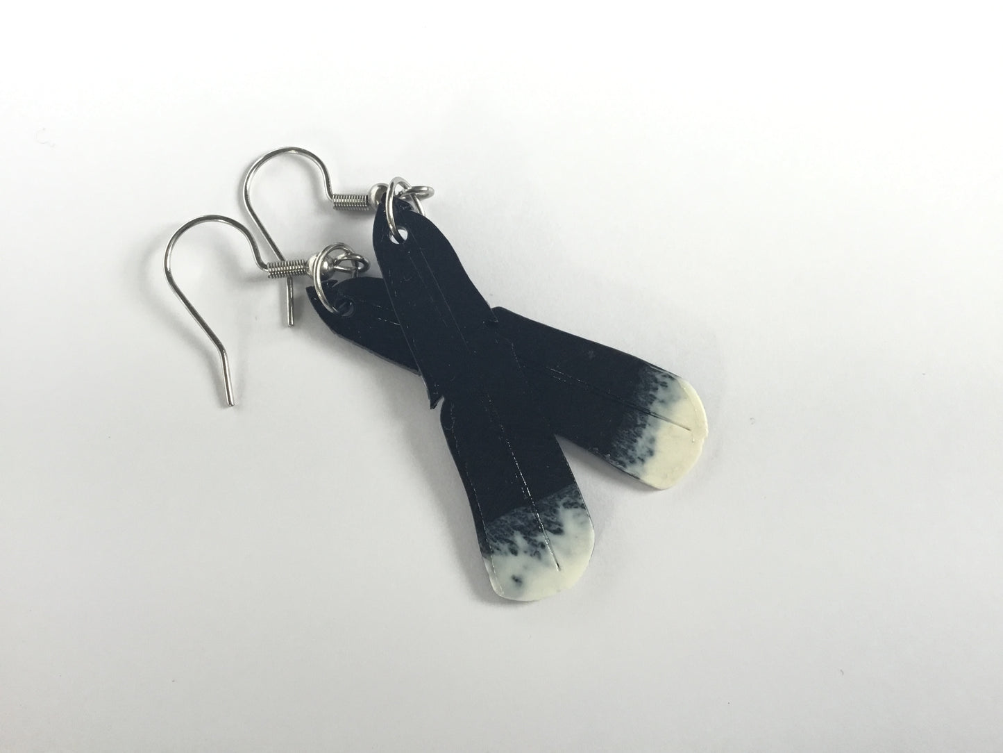 Huia Feather earrings, recycled plastic, glow in the dark, as worn by Jacinda Ardern, Made in NZ