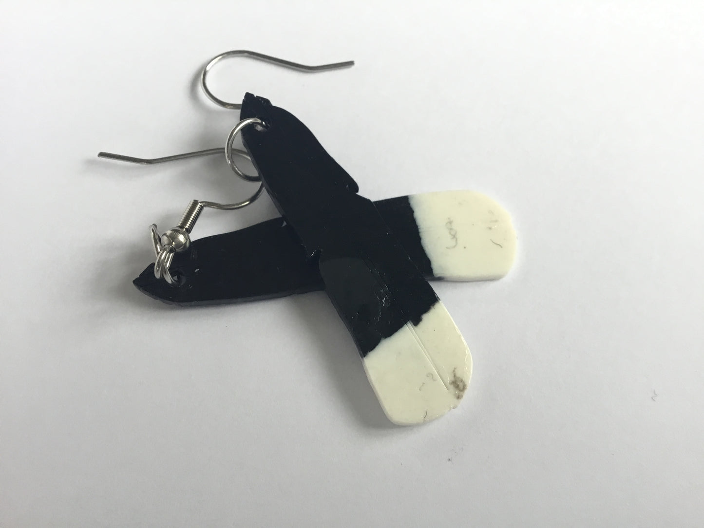 Huia Feather earrings, recycled plastic, glow in the dark, as worn by Jacinda Ardern, Made in NZ