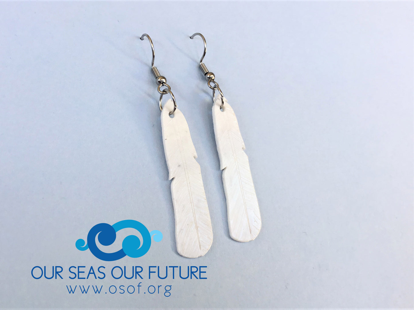 Black-billed Gull Feather Earrings | Recycled 3D Printer Waste