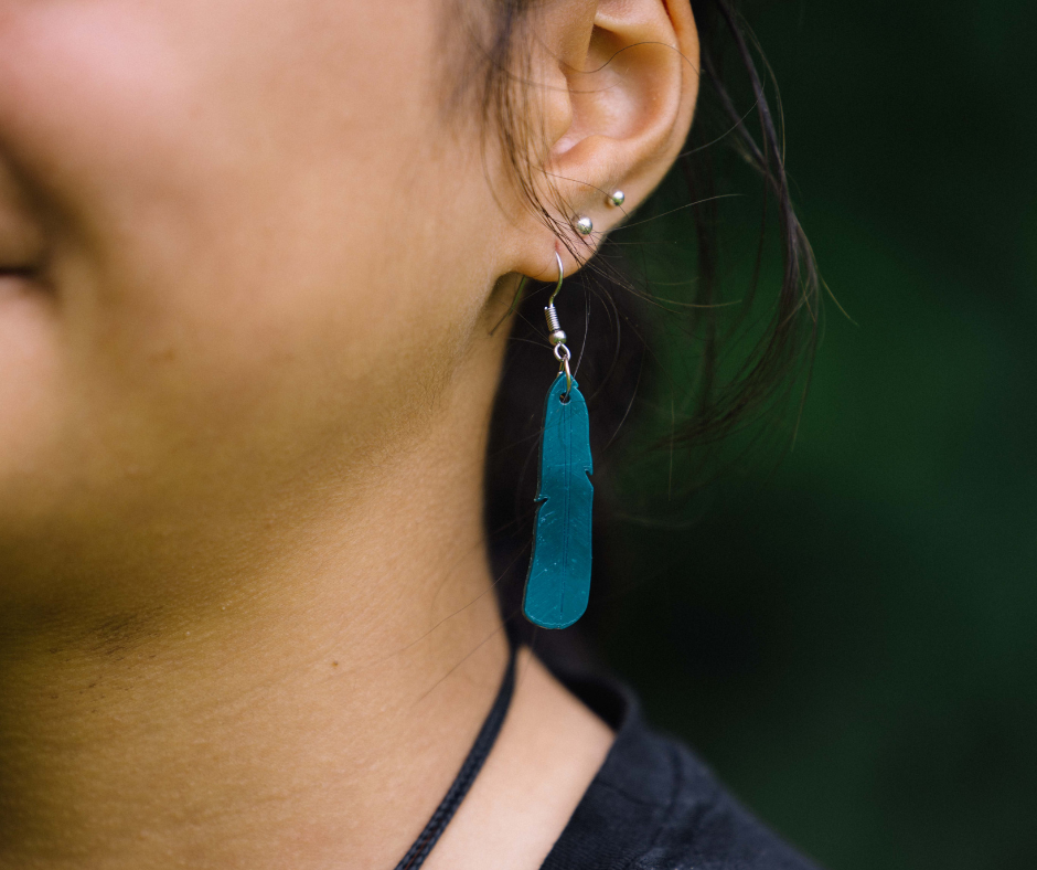 Kererū Feather Earrings | Recycled 3D Printer Waste