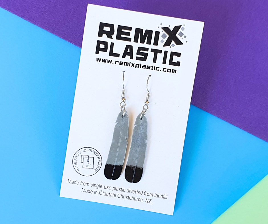 Kūkupa / Pigeon Feather Earrings | Recycled 3D Printer Waste