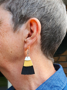 Pūteketeke Feather Earrings - BIRD OF THE CENTURY | Recycled Ice Cream Container Lids