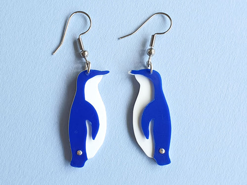 Little Blue Penguin / Kororā Earrings | Recycled Ice Cream Container Lids