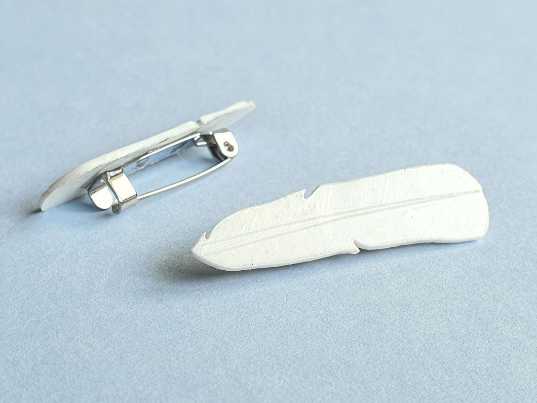 Black-billed Gull Feather Brooch | Recycled 3D Printer Waste