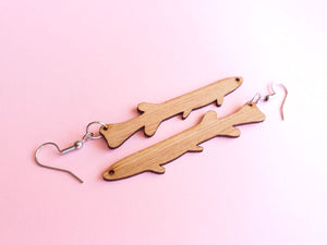 Kōkopu / Galaxiid Fish Earrings | Salvaged Bamboo Offcuts