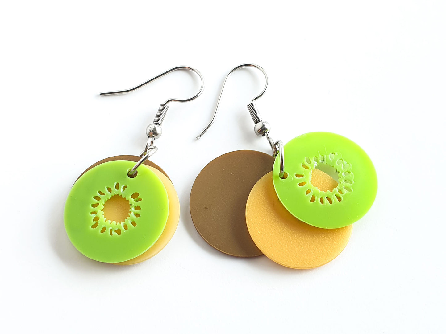 Kiwifruit Earrings | Recycled Ice Cream Container Lids