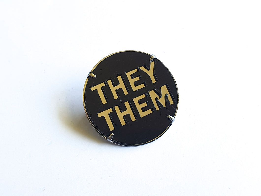 Pronoun Badge | Recycled Ice Cream Container Lids