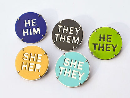 Pronoun Badge | Recycled Ice Cream Container Lids
