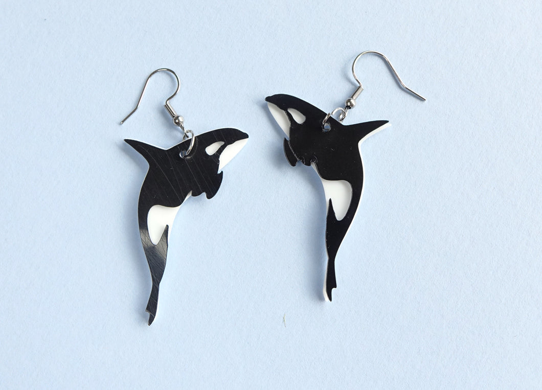 Orca Earrings | Recycled Ice Cream Container Lids