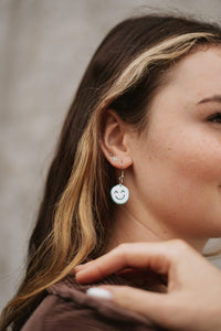 'Smiley’ Raglan Earrings | Recycled Ice Cream Container Lids