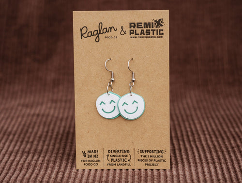 'Smiley’ Raglan Earrings | Recycled Ice Cream Container Lids