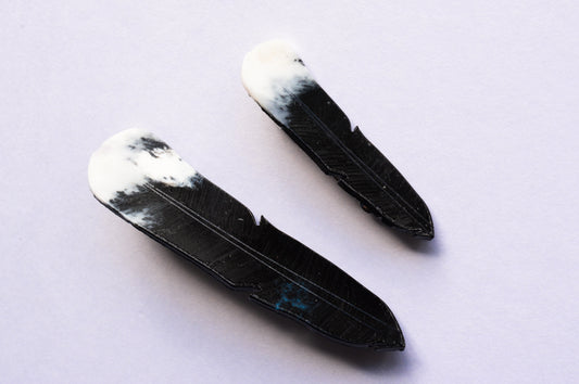 Huia Feather Brooch, recycled plastic, Made in NZ