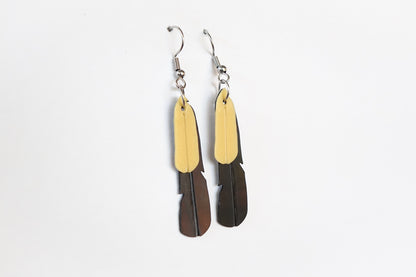 Saddleback / Tīeke Feather Earrings | Recycled Ice Cream Container Lids