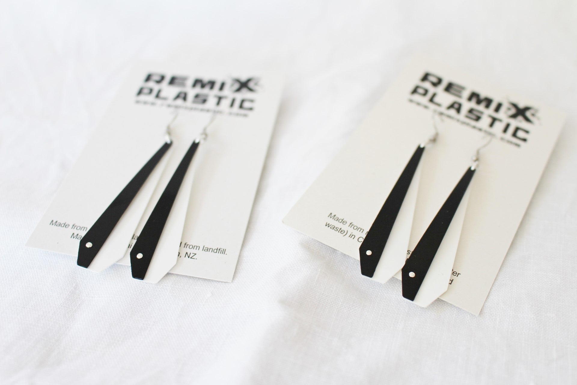 Pīwakawaka Fantails recycled plastic earrings, ice cream lids, Made in NZ