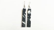 Recycled plastic earrings, 'Straight and Narrow' Black and White, Made in NZ