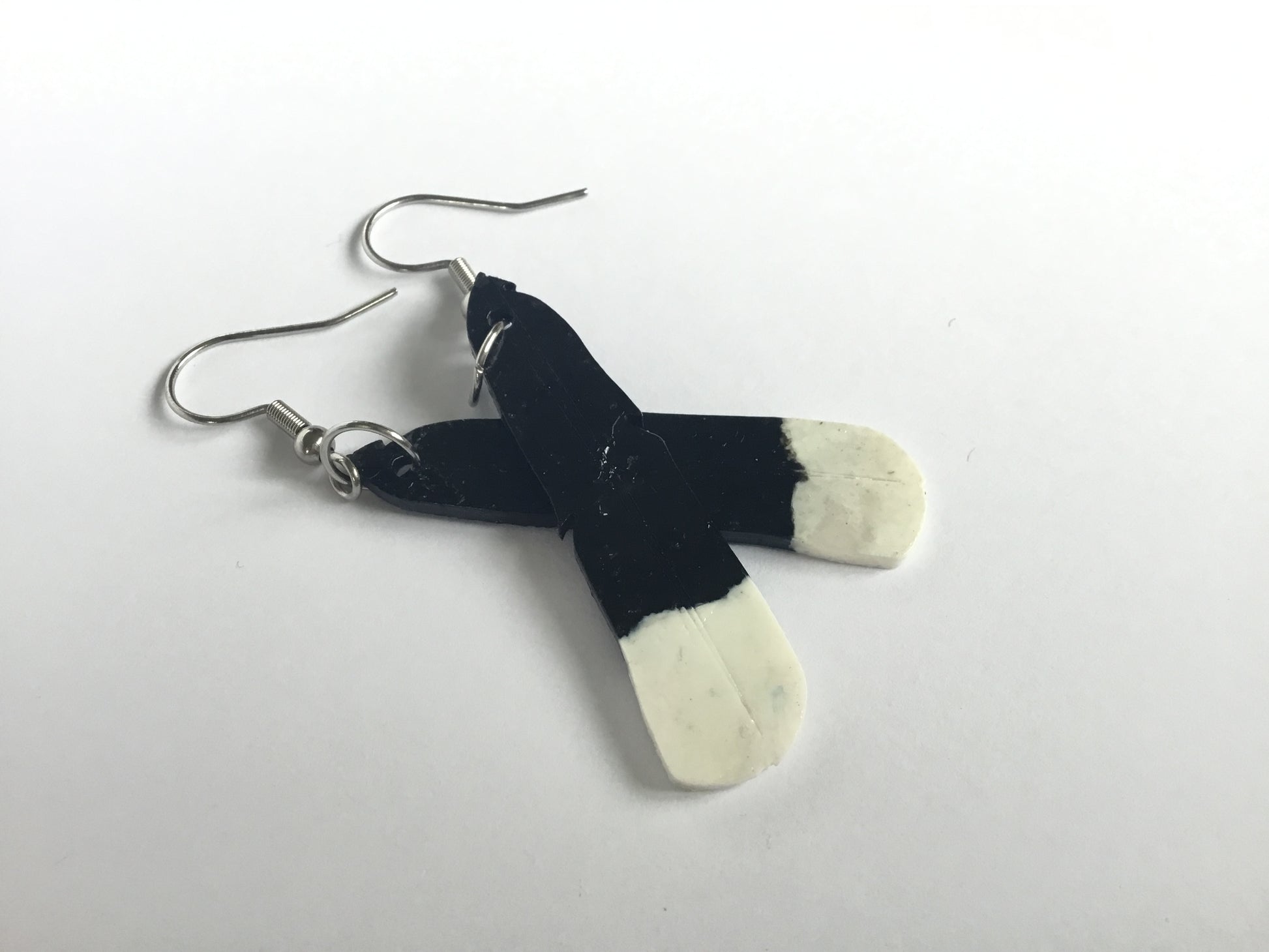 Huia Feather earrings, recycled plastic, glow in the dark, as worn by Jacinda Ardern, Made in NZ