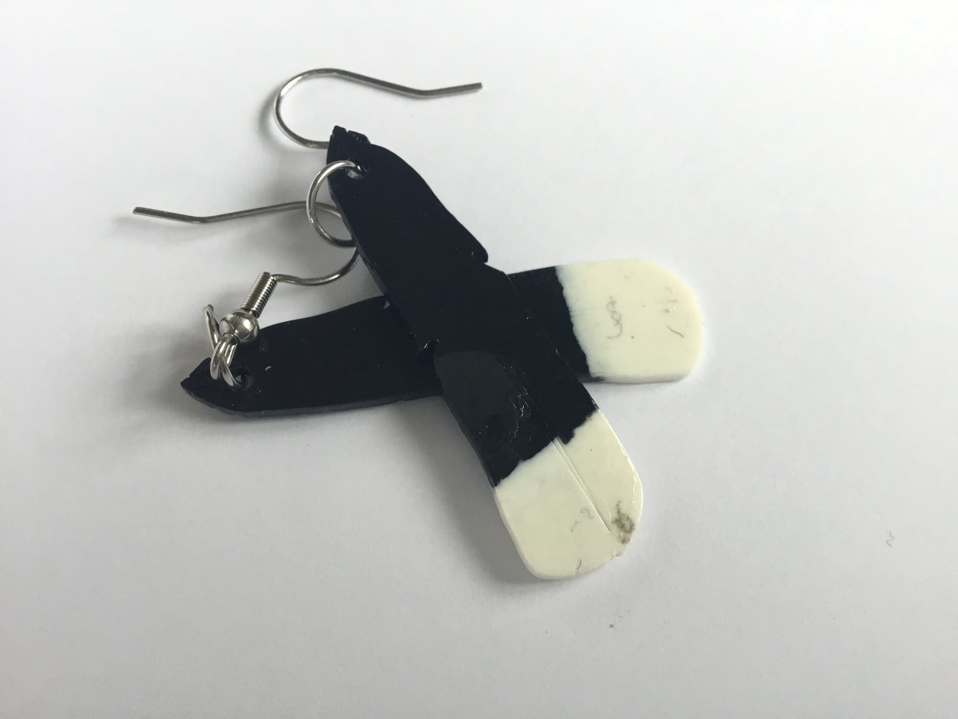 Huia Feather earrings, recycled plastic, glow in the dark, as worn by Jacinda Ardern, Made in NZ