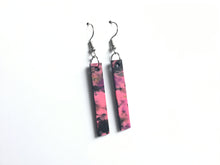 Recycled plastic earrings, 'Straight and Narrow' Pink and Black, Made in NZ