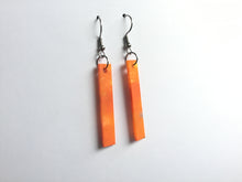 Recycled plastic earrings, 'Straight and Narrow' Orange, Made in NZ