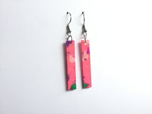 Recycled plastic earrings, 'Straight and Narrow' Pink and Purple, Made in NZ