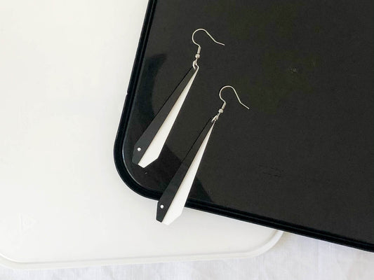 Pīwakawaka Fantails recycled plastic earrings, ice cream lids, Made in NZ