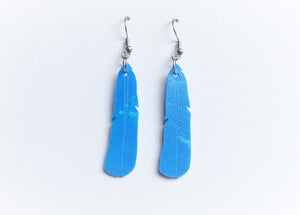 Kingfisher Feather Earrings | Recycled 3D Printer Waste